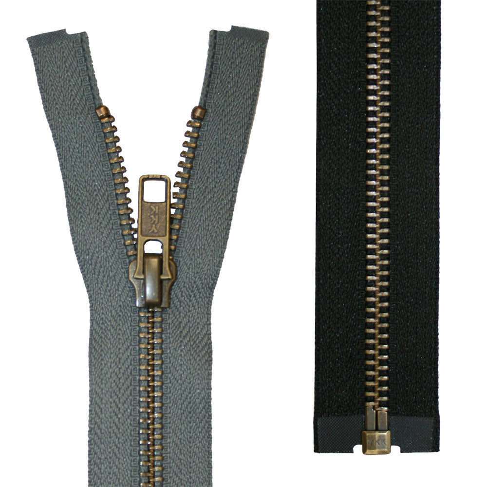 YKK Metal Open End Zip. Brass Teeth. 71cm (28 inch). – Sew Essential