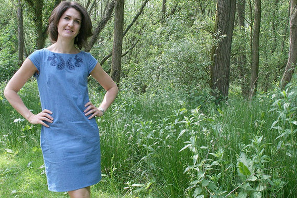Sewing An Embroidered Denim Dress