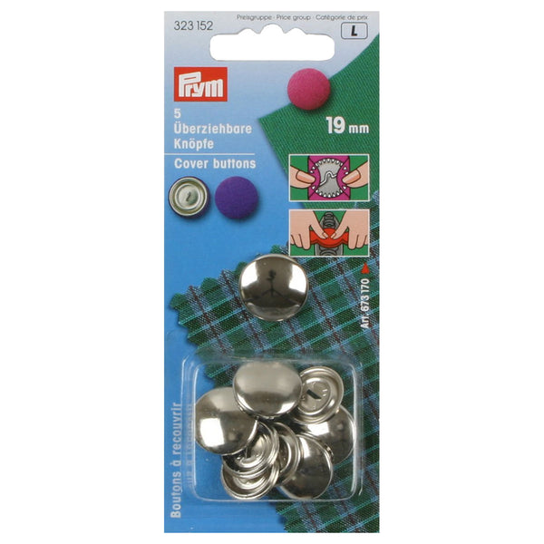 Prym Button Range Prym Cover Buttons Without Tool Brass 19mm Silver Col – Sew Essential