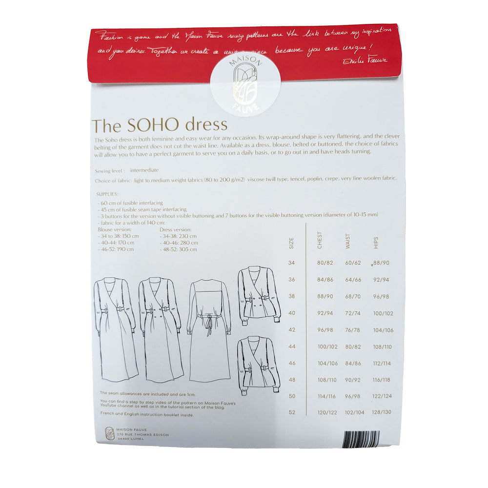 Soho Wrap Dress Maison Fauve Sewing Pattern – Sew Essential