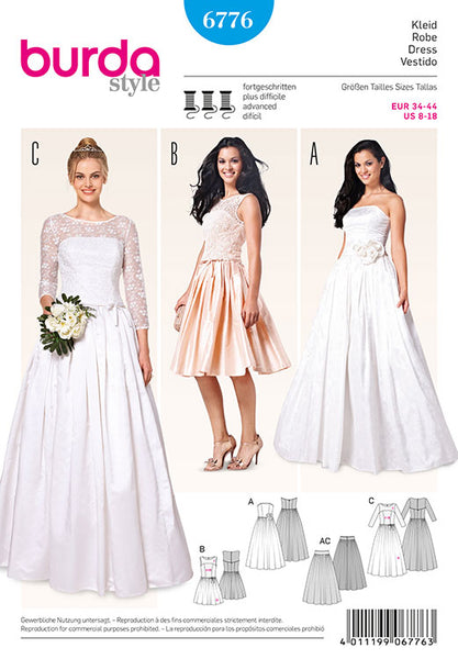 Misses Wedding and Evening Dress Burda Sewing Pattern No. 6776. Size 8 – Sew  Essential