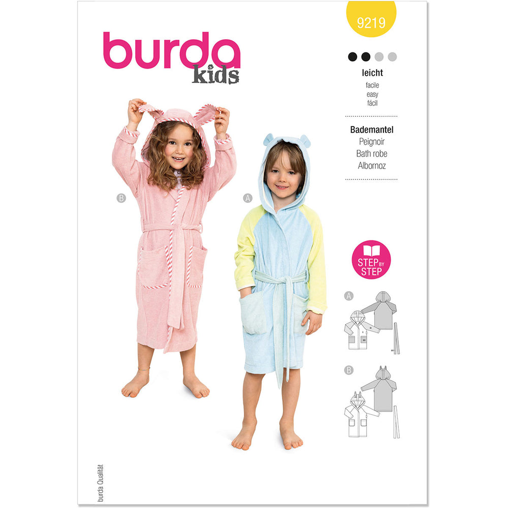 Burda Robe Pattern Childrens Bathrobe Burda Sewing Pattern 9219. Age 4 to 11y. – Sew Essential