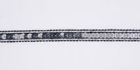 Black / Silver Lurex Sequin Trim. 12mm x 20m.