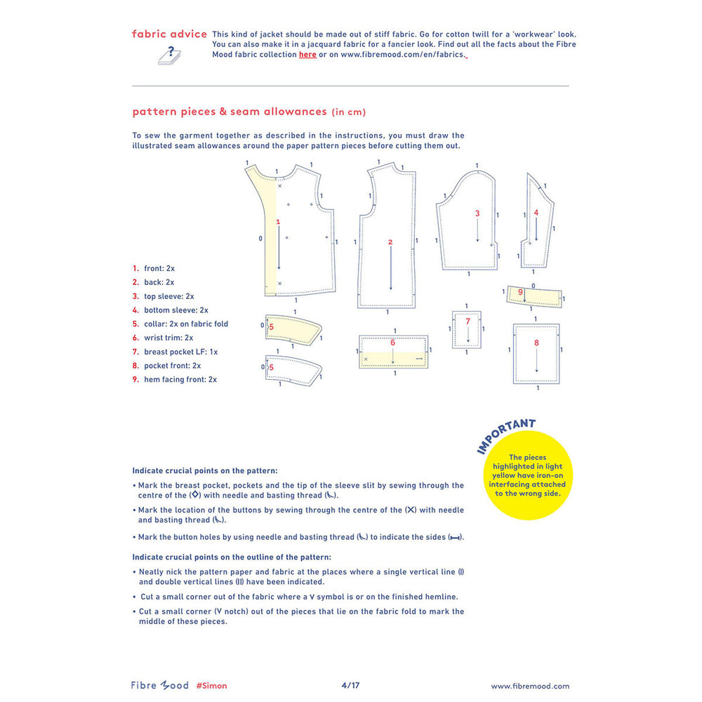 Simon Pattern Works Simon Jacket Fibre Mood Sewing Pattern – Sew Essential