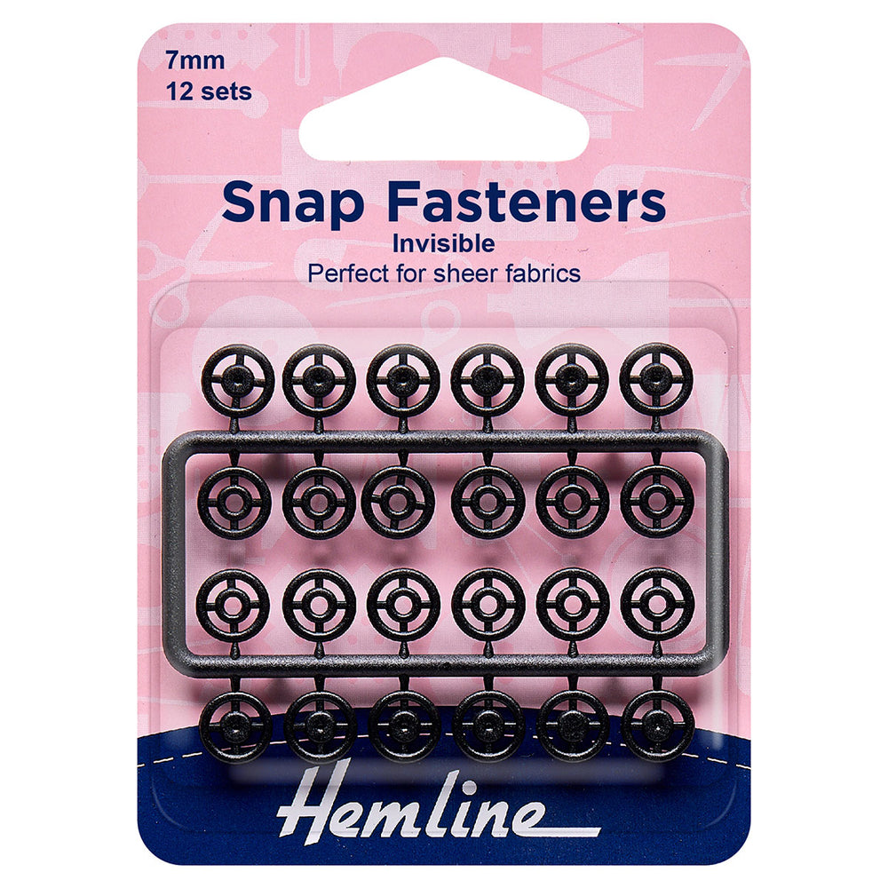Invisable Fastners Hemline Nylon Invisible Snap Fasteners. 7mm (1/4 inch) Black – Sew ...