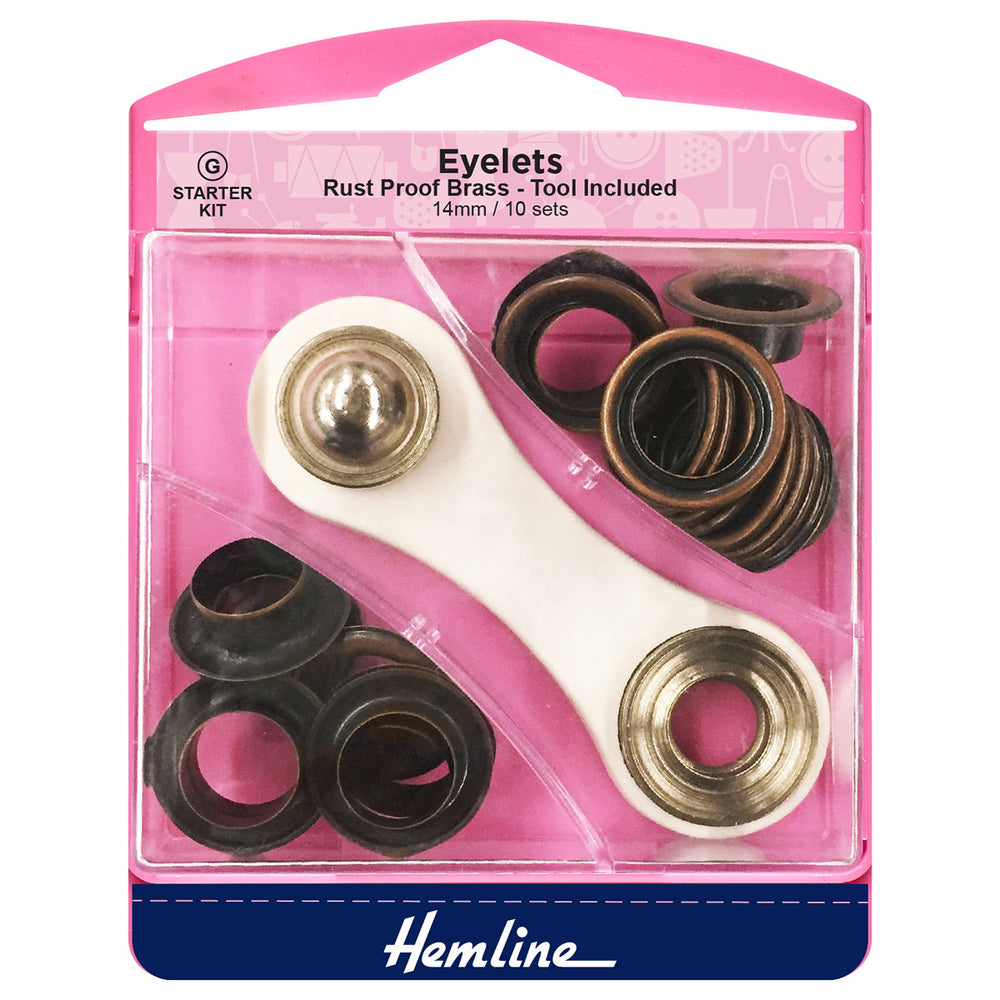 Heanium Eyelets Hemline Eyelet Starter Kit. 14mm. Bronze. Qty 10 sets – Sew Essential