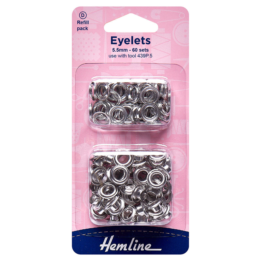 Heanium Eyelets Hemline Eyelets Refill Pack. 5.5mm. Silver. Qty 60 Sets – Sew Essential
