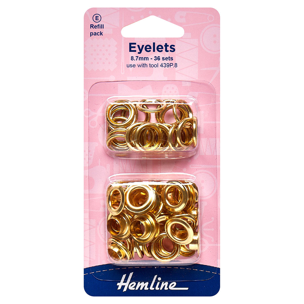 Heanium Eyelets Hemline Eyelets Refill Pack. 8.7mm. Gold. Qty 36 Sets – Sew Essential