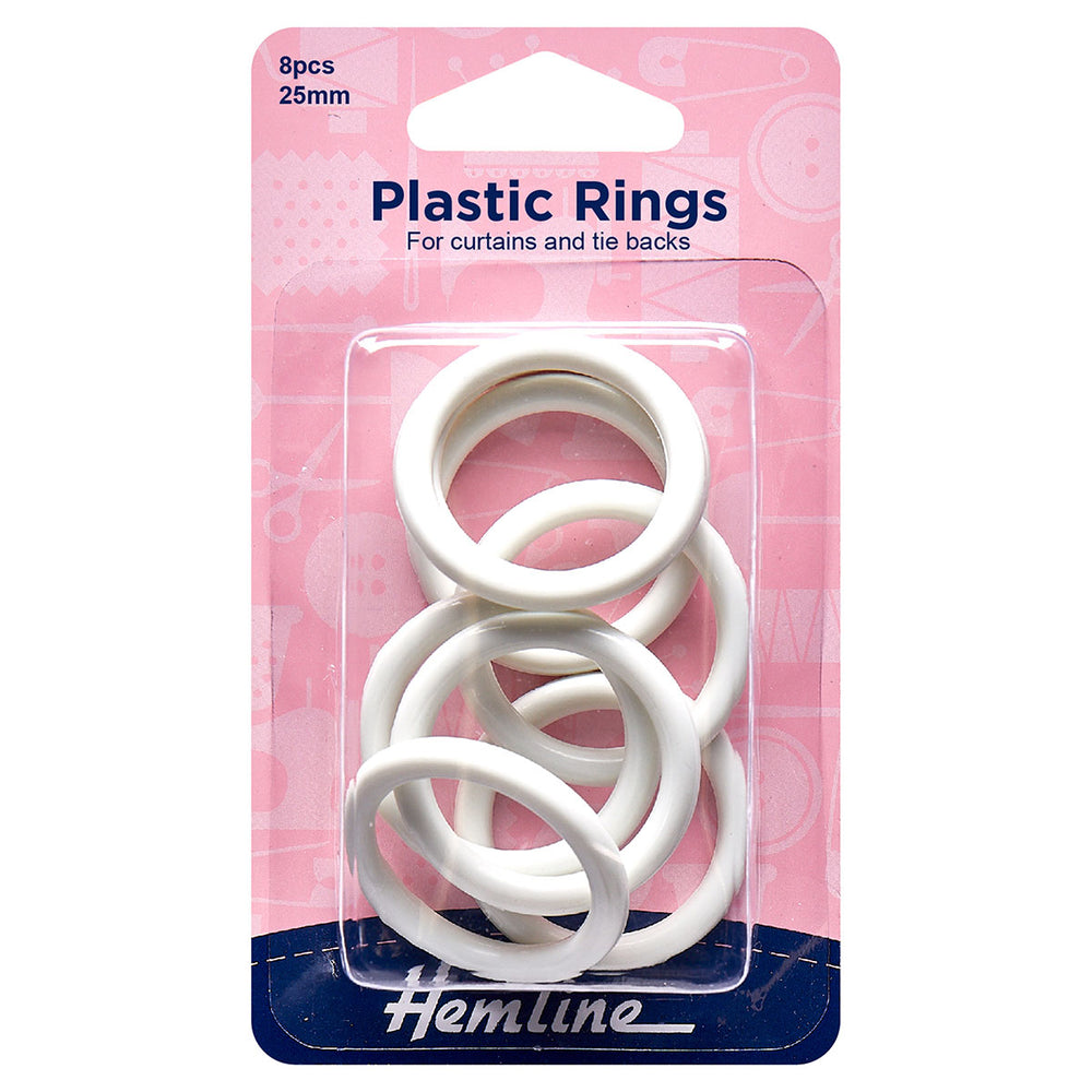Three Plastic Rings Plastic Rings. White. 25mm – Sew Essential