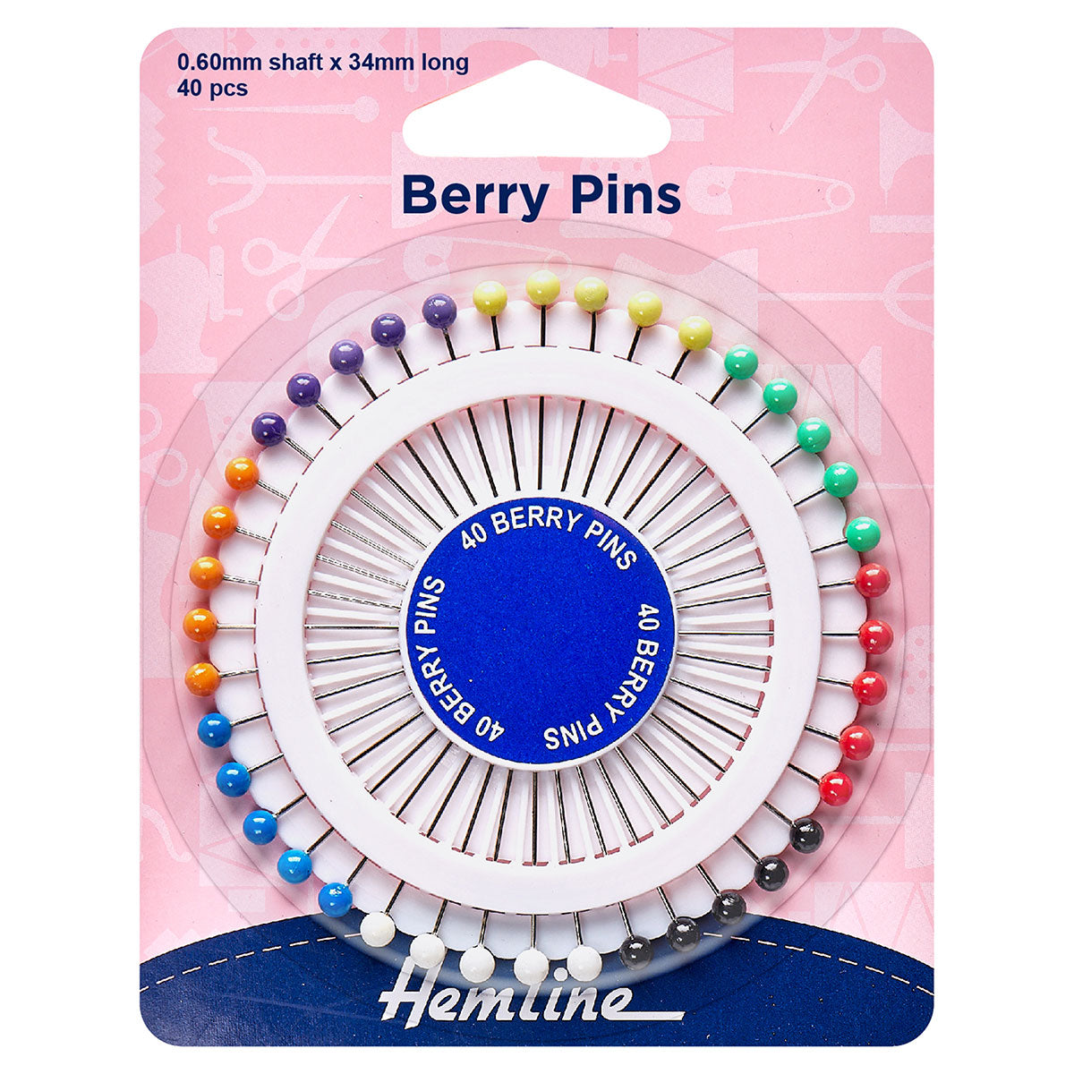 Hemline Plastic Head Pin Wheel. 34mm. Qty 40 – Sew Essential