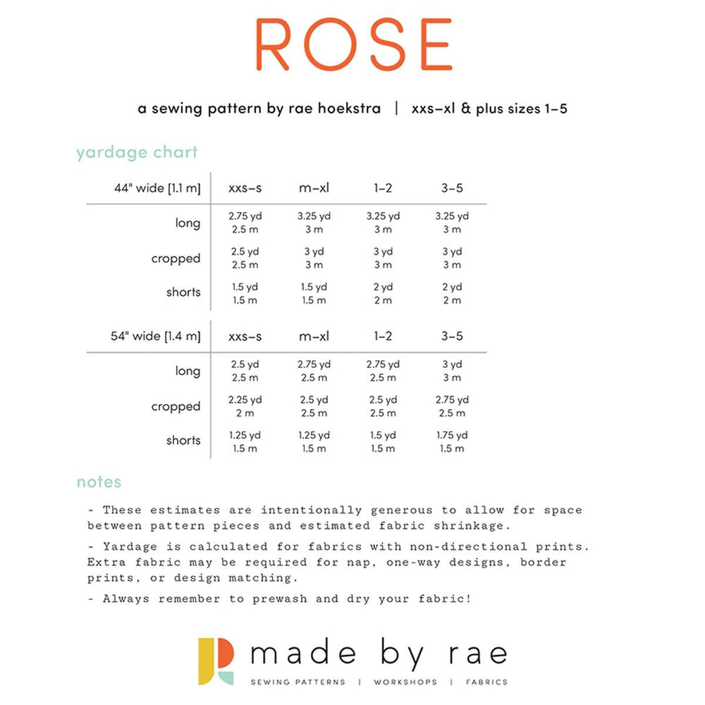 Rose Pants Made by Rae Sewing Pattern. Size XXS-5X. – Sew Essential