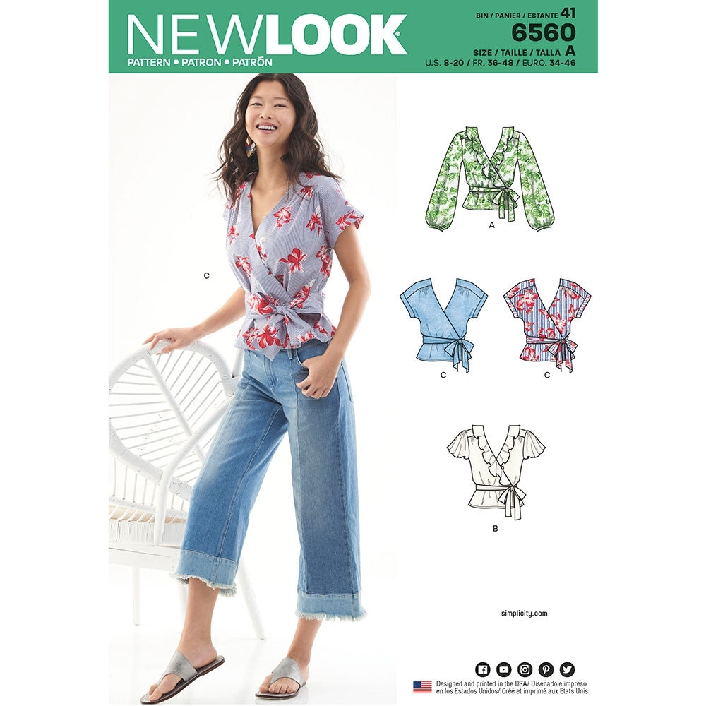 Misses Wrap Tops New Look Sewing Pattern 6560 – Sew Essential