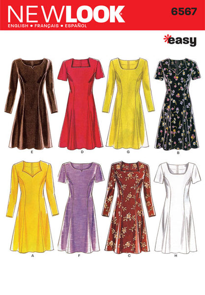 Misses Princess Line Dress New Look Sewing Pattern No. 6567