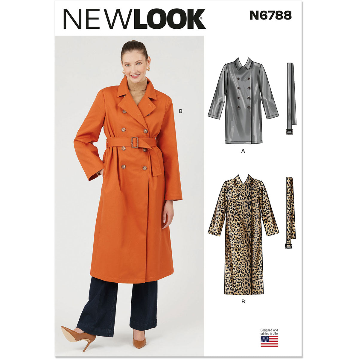 Misses Trench Coat in Two Lengths and Belt New Look Sewing Pattern