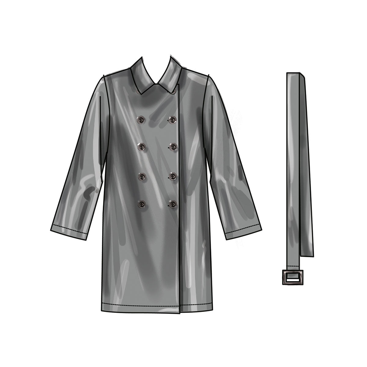 Misses Trench Coat in Two Lengths and Belt New Look Sewing Pattern