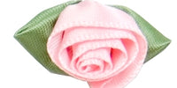Large Ribbon Rose With Green Leaves. 28mm Qty 100. Pale Pink.