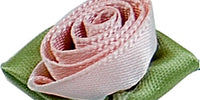 Large Ribbon Rose With Green Leaves. 28mm Qty 100. Sweet Nectar.