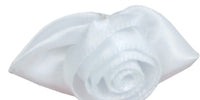 Large Ribbon Rose With Leaves. 28mm Qty 100. White.