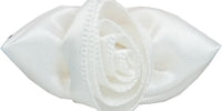 Large Ribbon Rose With Leaves. 28mm Qty 100. Antique White.