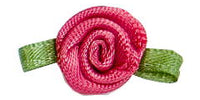Small Ribbon Rose With Green Leaves.23mm Qty 100. Colonial Rose.