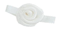 Small Ribbon Rose With Leaves. 23mm Qty 100. Antique White.