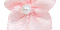 9.5mm Bow With Pearl. Qty 100. Pink.