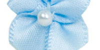 9.5mm Bow With Pearl. Qty 100. Light Blue.