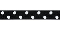 Berisfords Polka Dot Ribbon. 15mm wide x 20m Roll. Black.