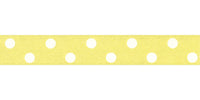Berisfords Polka Dot Ribbon. 15mm wide x 20m Roll. Lemon.