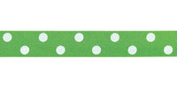 Berisfords Polka Dot Ribbon. 15mm wide x 20m Roll. Meadow.