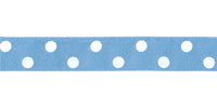 Berisfords Polka Dot Ribbon. 15mm wide x 20m Roll. Cornflower.