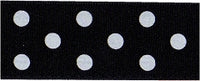 Berisfords Polka Dot Ribbon. 25mm wide x 20m Roll. Black.
