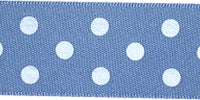 Berisfords Polka Dot Ribbon. 25mm wide x 20m Roll. Cornflower.