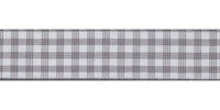 Bowtique Gingham Ribbon. 15mm wide x 5m Roll. Grey.