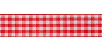 Bowtique Gingham Ribbon. 15mm wide x 5m Roll. Red.