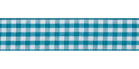 Bowtique Gingham Ribbon. 15mm wide x 5m Roll. Teal.
