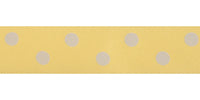 Bowtique Satin Polka Dot Ribbon. 15mm wide x 5m Roll. Yellow.