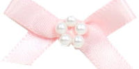 7mm Bow With 5 Pearls. Qty 100. Pale Pink.