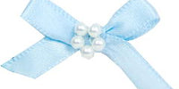 7mm Bow With 5 Pearls. Qty 100. Light Blue.