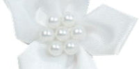 Satin Star With Pearls. 40mm Qty 20. White.