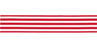 Berisfords Stripes Ribbon. 16mm wide x 25m Roll. Red.