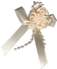 3 Roses on a Bow with Beads and Leaves. 4cm x 6cm Qty 20. Cream.