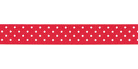 Berisfords Micro Dot Ribbon. 15mm wide x 20m Roll. Red.