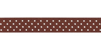 Berisfords Micro Dot Ribbon. 15mm wide x 20m Roll. Brown.