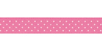 Berisfords Micro Dot Ribbon. 15mm wide x 20m Roll. Hot Pink.