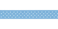 Berisfords Micro Dot Ribbon. 15mm wide x 20m Roll. Cornflower.