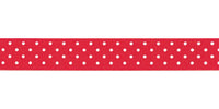 Berisfords Micro Dot Ribbon. 25mm wide x 20m Roll. Red.