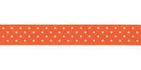 Berisfords Micro Dot Ribbon. 25mm wide x 20m Roll. Orange Delight.