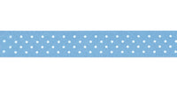 Berisfords Micro Dot Ribbon. 25mm wide x 20m Roll. Cornflower.