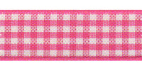 Gingham Ribbon. 10mm Wide x 20m Roll. Shocking Pink.